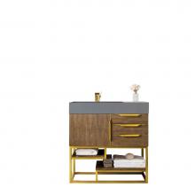 James Martin Vanities 388-V36-LTO-RG-DGG - Columbia 36'' Single Vanity, Latte Oak, Radiant Gold w/ Dusk Grey Glossy Composite Top