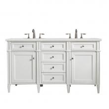 James Martin Vanities 650-V60D-BW-3ESR - Brittany 60'' Bright White Double Vanity w/ 3 CM Eternal Serena Quartz Top