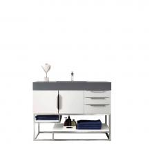 James Martin Vanities 388-V48-GW-BN-DGG - Columbia 48'' Single Vanity, Glossy White, w/ Dusk Grey Glossy Composite Top