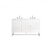 James Martin Vanities E645-V60D-GW-3CLW - Athens 60'' Double Vanity Cabinet, Glossy White, w/ 3 CM Classic White Quartz Top