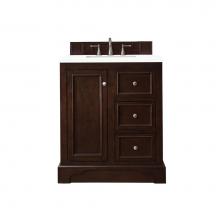 James Martin Vanities 825-V30-BNM-3CLW - De Soto 30'' Single Vanity, Burnished Mahogany w/ 3 CM Classic White Quartz Top