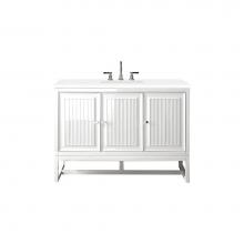 James Martin Vanities E645-V48-GW-3CLW - Athens 48'' Single Vanity Cabinet, Glossy White, w/ 3 CM Classic White Quartz Top