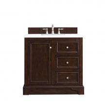 James Martin Vanities 825-V36-BNM-3CLW - De Soto 36'' Single Vanity, Burnished Mahogany w/ 3 CM Classic White Quartz Top