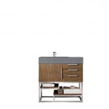 James Martin Vanities 388-V36-LTO-BN-DGG - Columbia 36'' Single Vanity, Latte Oak w/ Dusk Grey Glossy Composite Top