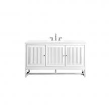 James Martin Vanities E645-V60S-GW-3CLW - Athens 60'' Single Vanity Cabinet , Glossy White, w/ 3 CM Classic White Quartz Top