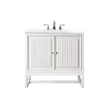 James Martin Vanities E645-V30-GW-3CLW - Athens 30'' Single Vanity Cabinet, Glossy White, w/ 3 CM Classic White Quartz Top