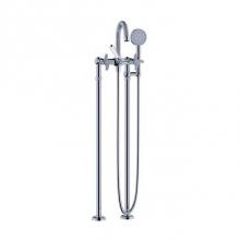 Joerger 637.20.142.095-11 - Mink Cronos Crystal Series Freestanding Two-Handle Two-Leg Tub Filler With Crystal Handles And 1.8