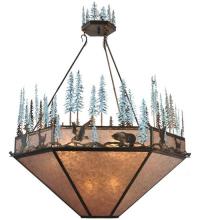 Meyda Green 106009 - 60"W Wildlife at Pine Lake Inverted Pendant