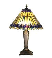 Meyda Green 27564 - 17" High Tiffany Jeweled Peacock Accent Lamp