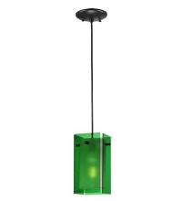 Meyda Black 111285 - 5"Sq Metro Green Quadrato Mini Pendant