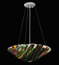 Meyda Black 114438 - 18"W Metro Fusion Penna Di Pavone Glass Inverted Pendant