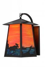 Meyda Black 147998 - 14.5" Wide  Stillwater Moose at Lake Curved Arm Wall Sconce