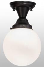 Meyda Black 154223 - 8"W Revival Schoolhouse White Globe Flushmount