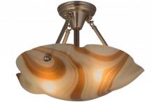 Meyda Black 163440 - 17.5" Wide Metro Fusion Cognac Swirl Semi-Flushmount