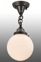 Meyda Black 165492 - 8"W Revival Schoolhouse White Globe Flushmount