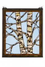 Meyda Black 175993 - 24"W X 19"H Birch Tree in Winter Stained Glass Window