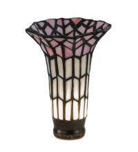 Meyda Black 17624 - 4" Wide X 6" High Stained Glass Pond Lily Pink and White Shade