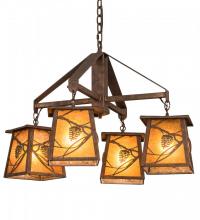 Meyda Black 192455 - 28" Wide Whispering Pines 4 Light Chandelier