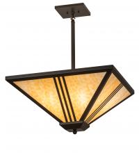 Meyda Black 249443 - 24" Square Tres Lineas Mission Inverted Pendant