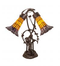 Meyda Black 251676 - 17" High Stained Glass Pond Lily 2 Light Trellis Girl Accent Lamp