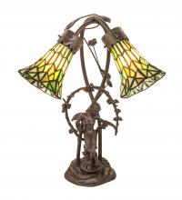 Meyda Black 251677 - 17" High Stained Glass Pond Lily 2 Light Trellis Girl Accent Lamp