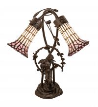 Meyda Black 71641 - 17" High Stained Glass Pond Lily 2 Light Trellis Girl Accent Lamp