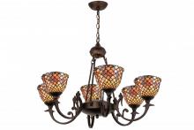 Meyda Black 74043 - 32.5"W Tiffany Fishscale 6 LT Chandelier