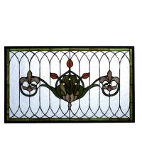 Meyda Black 82516 - 24.4"W X 14.4"H Tulip & Fleurs Stained Glass Window