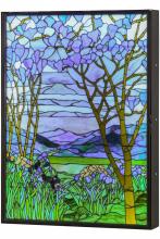 Meyda Yellow 151565 - 30"W Tiffany Magnolia & Iris Stained Glass Lighted Window