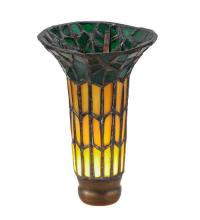 Meyda Yellow 16582 - 4" Wide X 6" High Stained Glass Pond Lily Amber and Green Shade