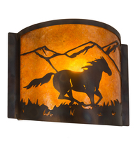 Meyda Yellow 213986 - 12" Wide Running Horses Wall Sconce