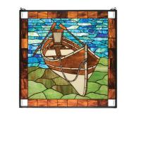 Meyda Yellow 21440 - 26"W X 26"H Beached Guideboat Stained Glass Window