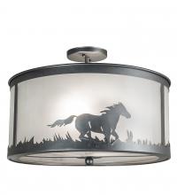 Meyda Yellow 236857 - 19" Wide Running Horses Semi-Flushmount