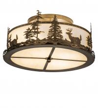 Meyda Yellow 239334 - 24" Wide Deer at Dusk Semi-Flushmount