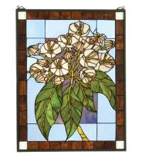 Meyda Yellow 31268 - 20"W X 26"H Revival Mountain Laurel Stained Glass Window