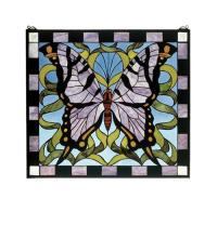 Meyda Yellow 46464 - 25"W X 23"H Butterfly Stained Glass Window