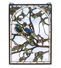 Meyda Yellow 47966 - 14"W X 20"H Lovebirds Stained Glass Window