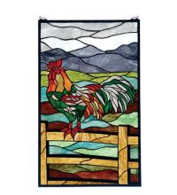 Meyda Yellow 69398 - 19"W X 31"H Rooster Stained Glass Window