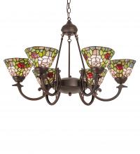 Meyda Yellow 72651 - 32" Wide Tiffany Rosebush 6 Light Chandelier