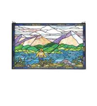 Meyda Blue 73649 - 30"W X 19"H Fly Fishing Stained Glass Window