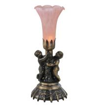 Meyda Tiffany 11015 - 13" High Pink Tiffany Pond Lily Twin Cherub Accent Lamp