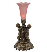 Meyda Tiffany 12522 - 12" High Pink Pond Lily Twin Cherub Mini Lamp