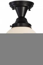 Meyda Tiffany 143582 - 8"W Revival Schoolhouse White Globe Semi-Flushmount