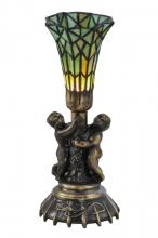 Meyda Tiffany 151922 - 13" High Stained Glass Pond Lily Twin Cherub Accent Lamp