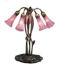 Meyda Tiffany 15925 - 17" High Pink Pond Lily 5 Light Table Lamp