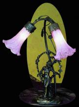 Meyda Tiffany 17858 - 17" High Pink Tiffany Pond Lily 2 Light Trellis Girl Accent Lamp