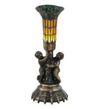 Meyda Tiffany 18451 - 13" High Stained Glass Pond Lily Twin Cherub Accent Lamp