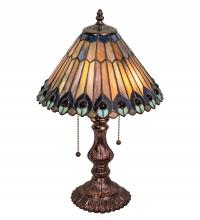 Meyda Tiffany 217002 - 19" High Tiffany Jeweled Peacock Accent Lamp