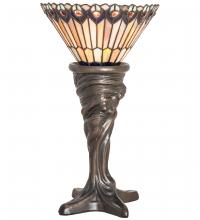 Meyda Tiffany 244879 - 15" High Tiffany Jeweled Peacock Mini Lamp