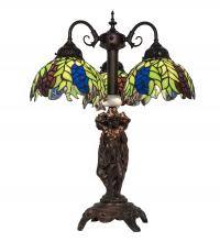 Meyda Tiffany 245478 - 23" High Tiffany Honey Locust 3 Light Table Lamp